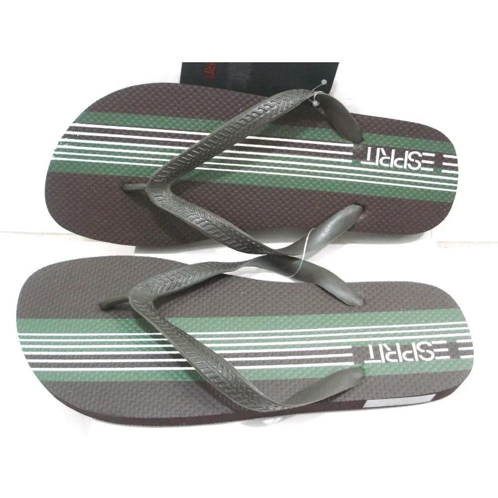 ESPRIT FINN-E Mens Flip Flop Sandals Dark Brown/Green Size 11 New